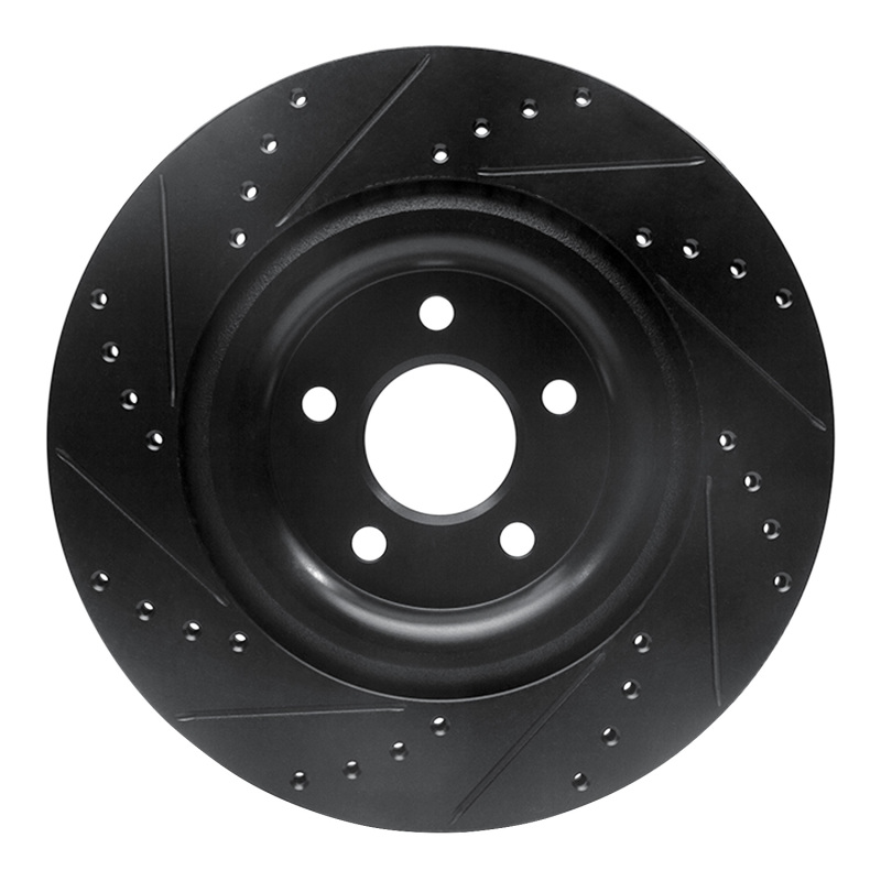 Jaguar F-Type Brake Rotor (1) - Rear Right - R1 Concepts - Drilled & Slotted - Black - `14-`21